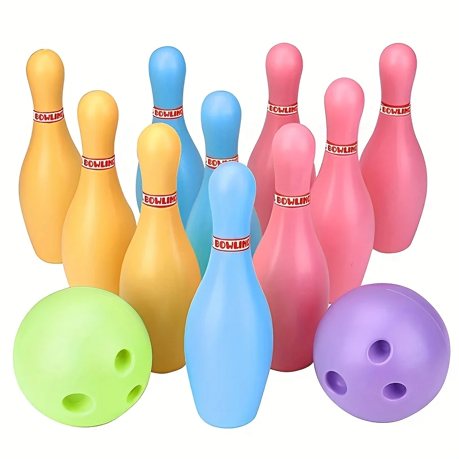 12pcs Mini Bowling Set Includes 10 Pins and 2 Balls Plastic Bowling Ball Toys for Home Outdoor Sports Gifts ZSY