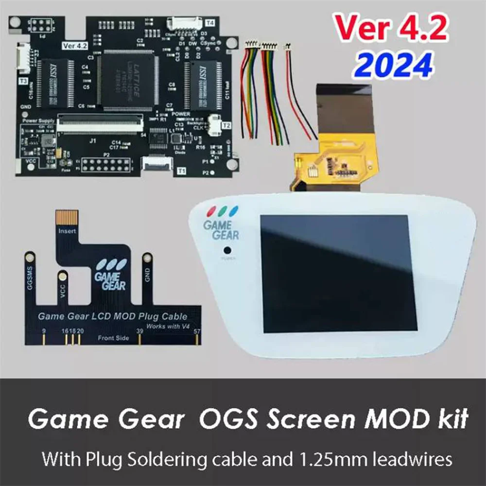 جديد لوحدة التحكم SEGA Game Gear GG V4.2 شاشة LCD الخلفية عرض كامل VGA Out Mod تسليط الضوء على سطوع قابل للتعديل LCD أطقم