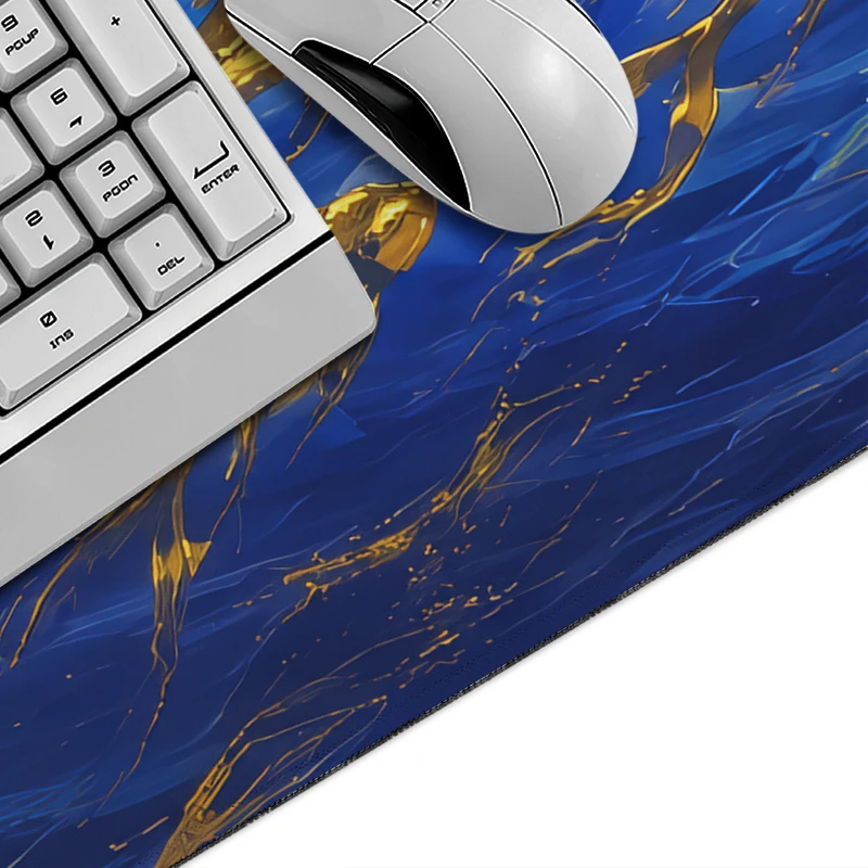 Mouse Pad Gamer Blue Gold Ocean printon demand Large Computer Mousepad XXL Desk Mats Soft Natural Rubber Non-Slip Mouse Mats
