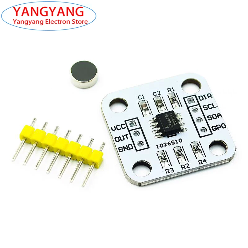 1/2/5Pcs New AS5600 Magnetic Encoder Module Magnetic Induction Angle Measurement Sensor Module 12bit High Precision Board