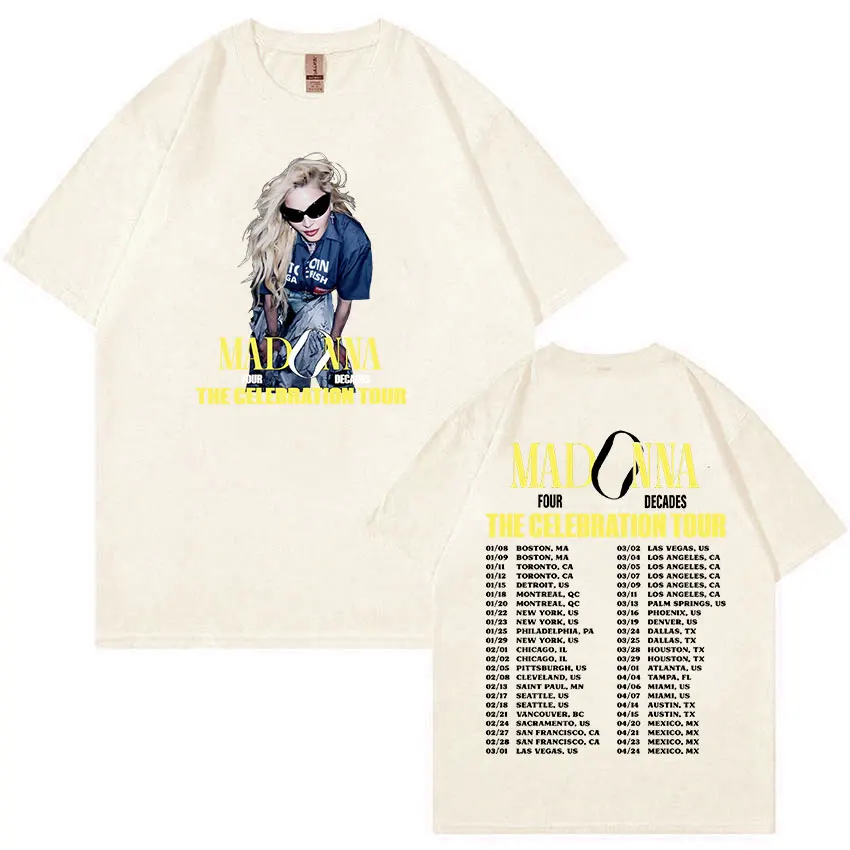 Madonna The Celebration Tour 2024 New Print T Shirt uomo donna Vintage Harajuku Fashion T-Shirt 100% cotone oversize T-Shirt