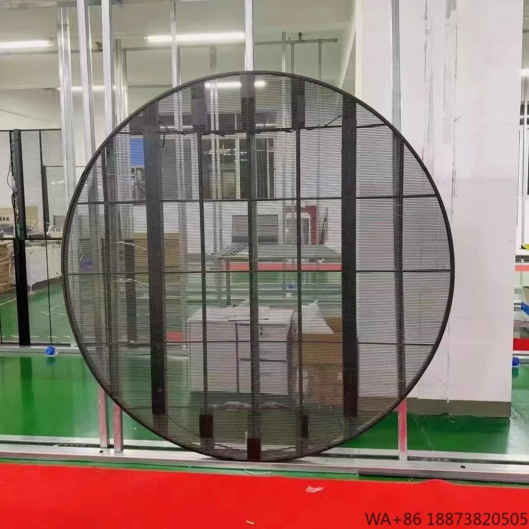 Tela redonda LED transparente P3.91 - Display de alta transparência para Windows de loja