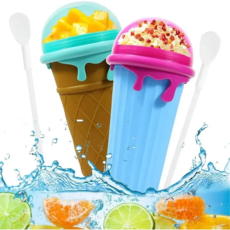 500ml Large Capacity Slushy Cup Summer Squeeze Homemade Juice Water Bottle Quick-Frozen Smoothie Sand Cup Pinch Fast Cooling Cup