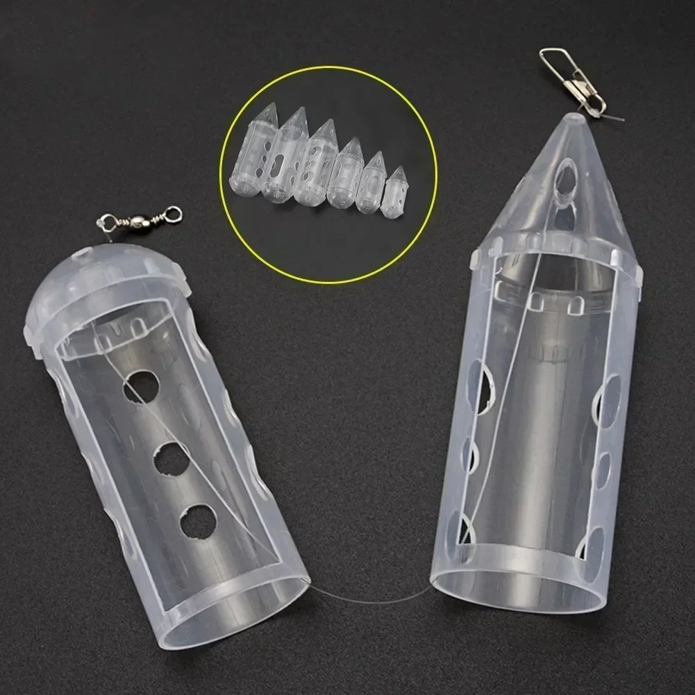 Fishing Feeder Clear Cap Swim Feeders Fishing Tackle Pesca Iscas Tools For Maggot Carp/Casters/Pellets Hemp Chopped Worms