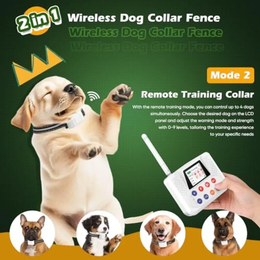 FurStarWireless Fence For Dogs: Electric Dog Fence With Training Collar Portable Containment System LCD Screen 2.4G Signal Safe