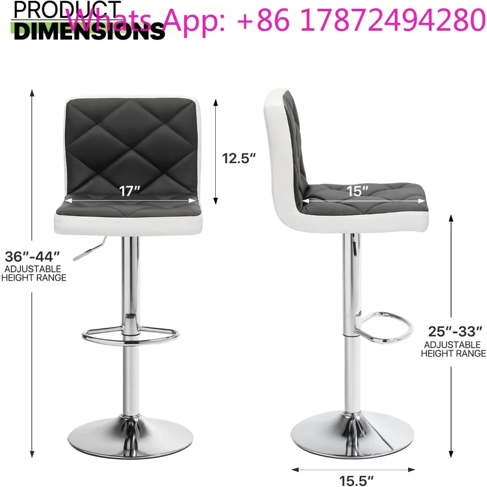 Leather Bar Stools Adjustable 360 Degree Swivel Backrest Footrest Barstool Set of 4