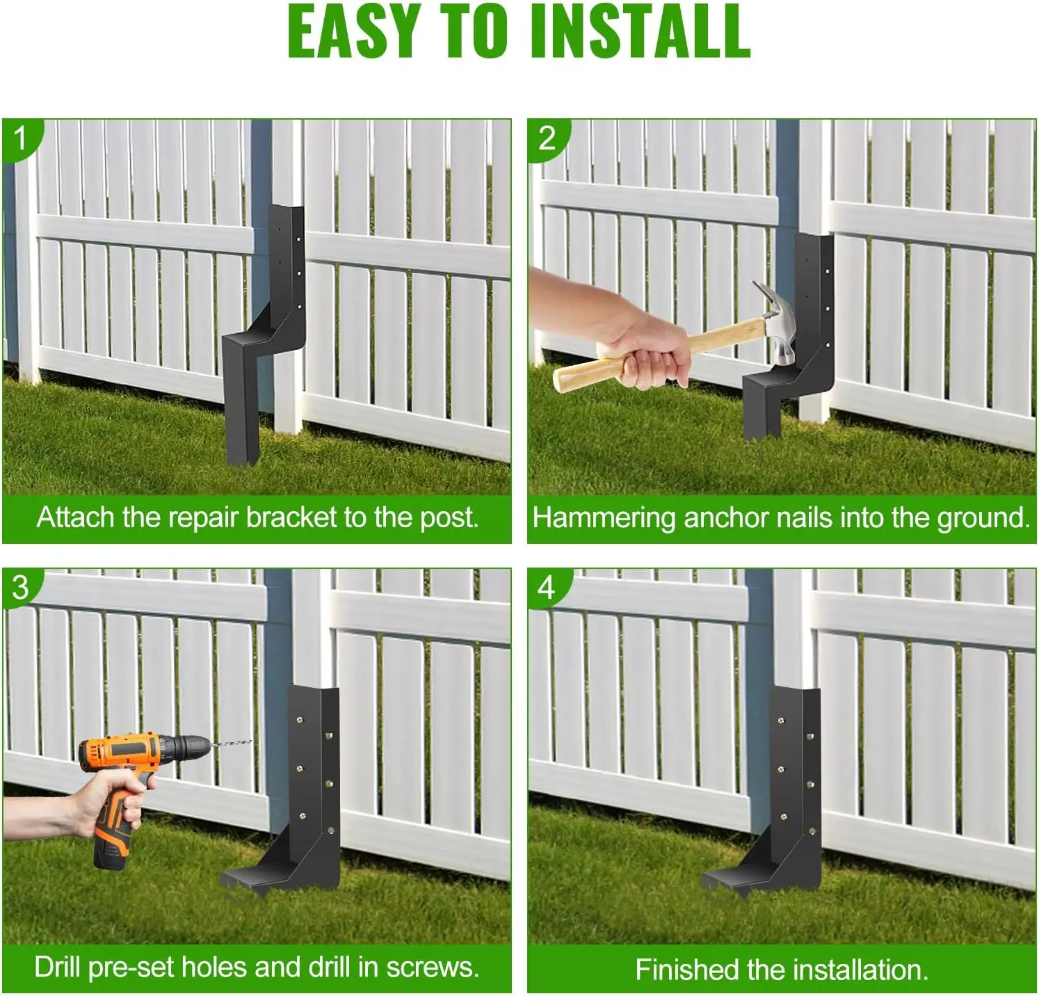 3.74" Fence Post Repair Kit, Heavy Duty Ground Spike Anchor, Fixing Leaning Damaged Wooden Posts, Barrier Pillar, Anchor Sleeve
