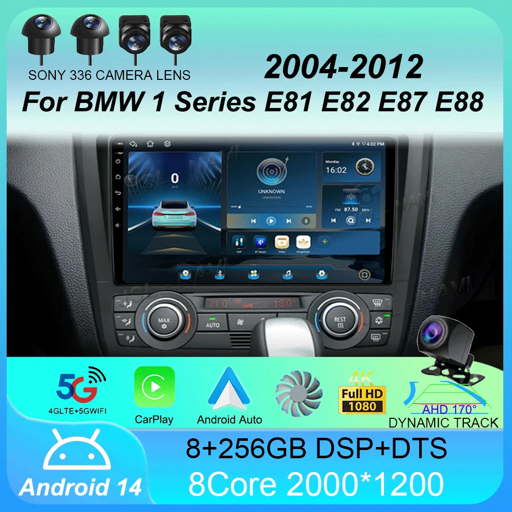 

Car Radio Android 14 For BMW 1 Series E81 E82 E87 E88 2004 - 2012 Carplay Multimedia Video Player Serero Auto No 2Din DVD