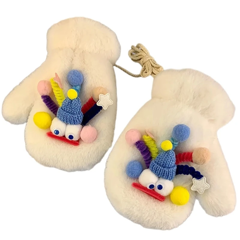 

SZL 1pair Lovely Cartoon Gloves Puppies Plush Mittens Women Warm Winter Gloves