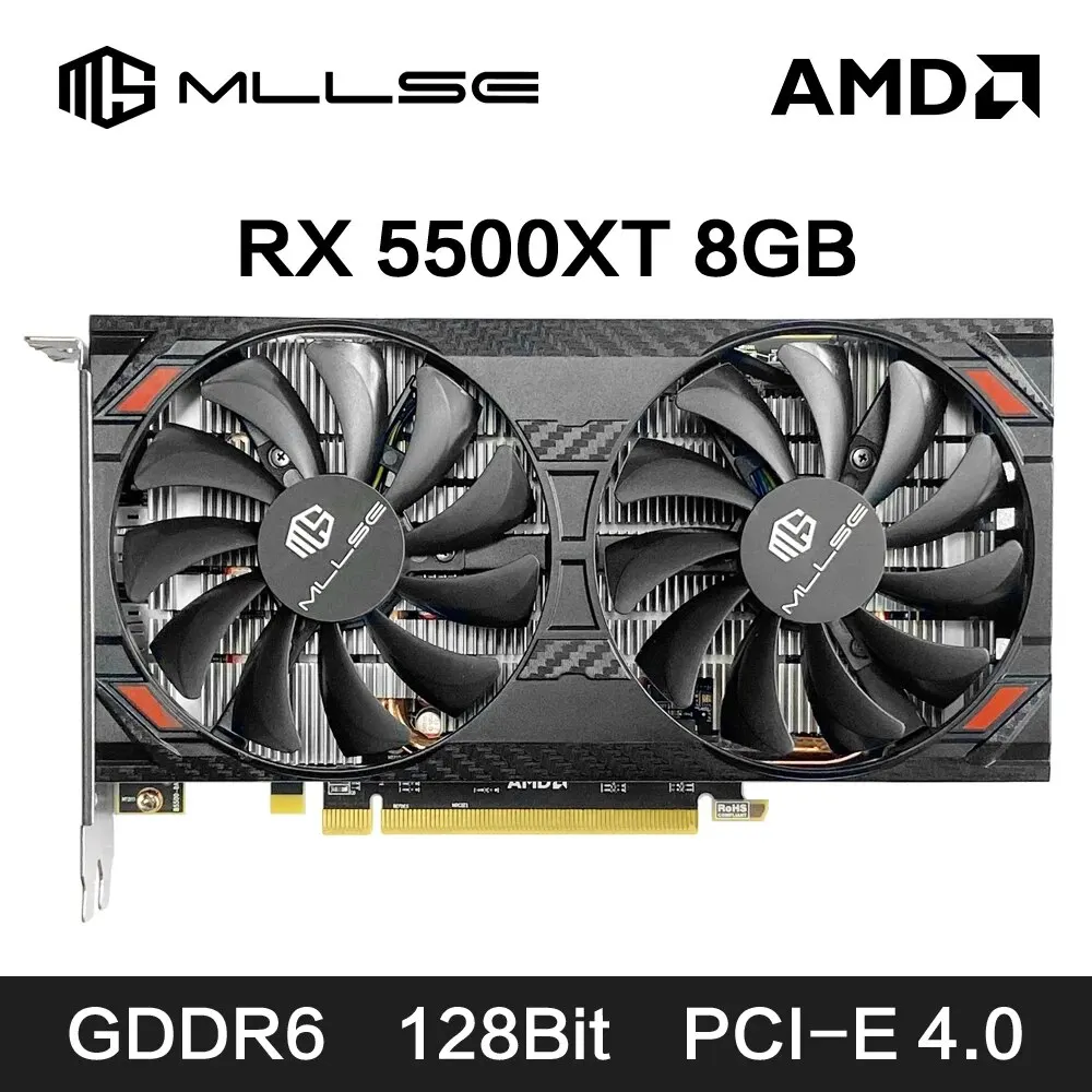 MLLSE-Placa gráfica de vídeo Radeon GPU Gaming, AMD RX 5500XT, 8GB, GDDR6, 128Bit, PCI Express 4.0 × 8, 8Pin