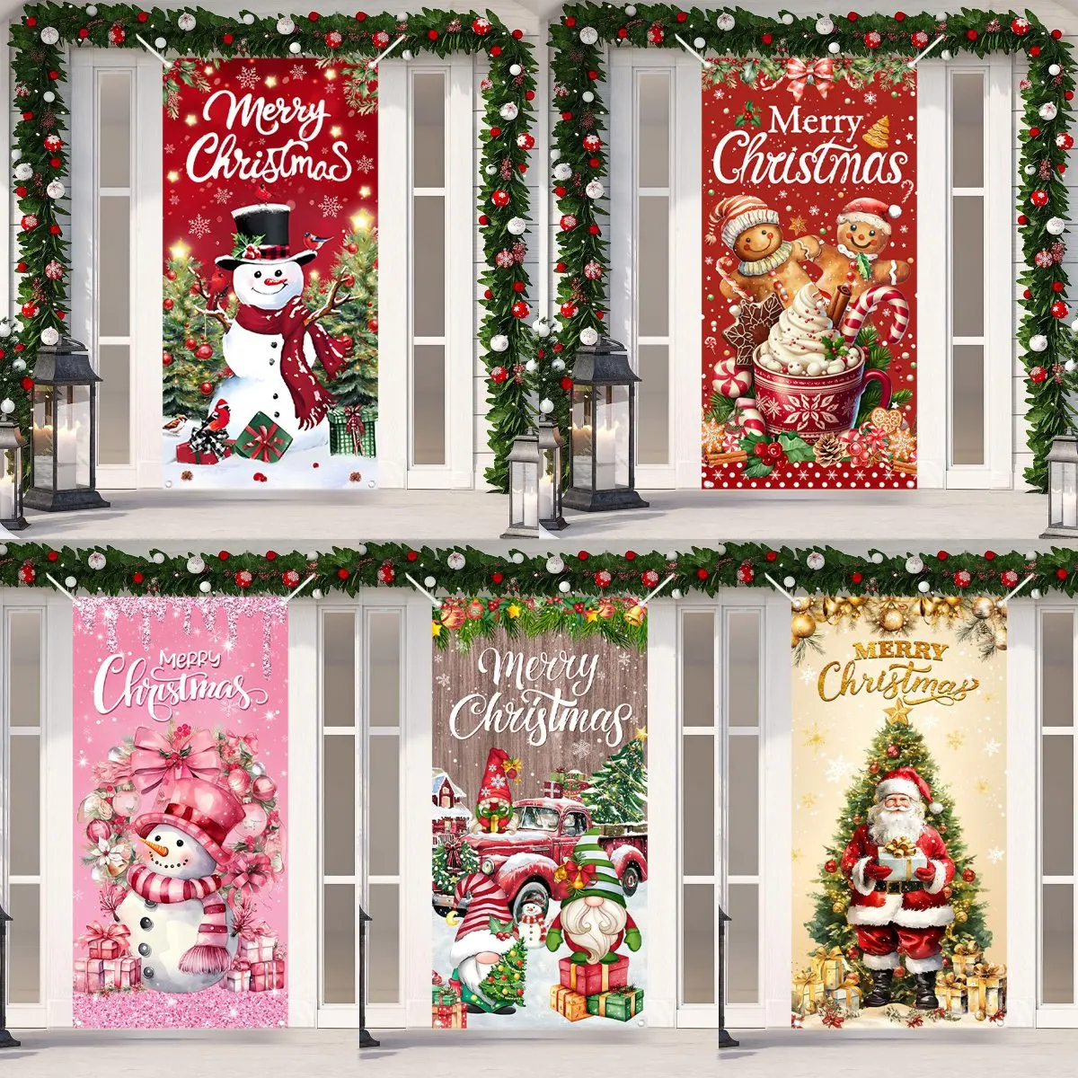 Christmas Door Banner Merry Christmas Decor for Home 2025 Xmas Hanging Wall Door Decor Navidad Noel Happy New Year Gift 2026