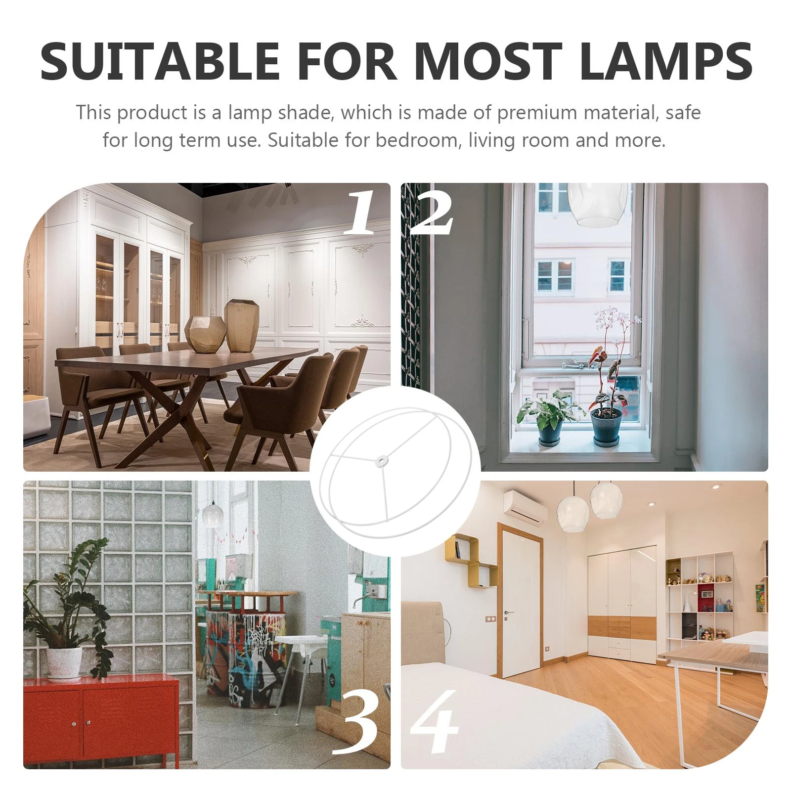 

Round Lampshade Iron Smooth Anti Rust White Lighting Accessories DIY Round Lampshade Frames Holder Bracket
