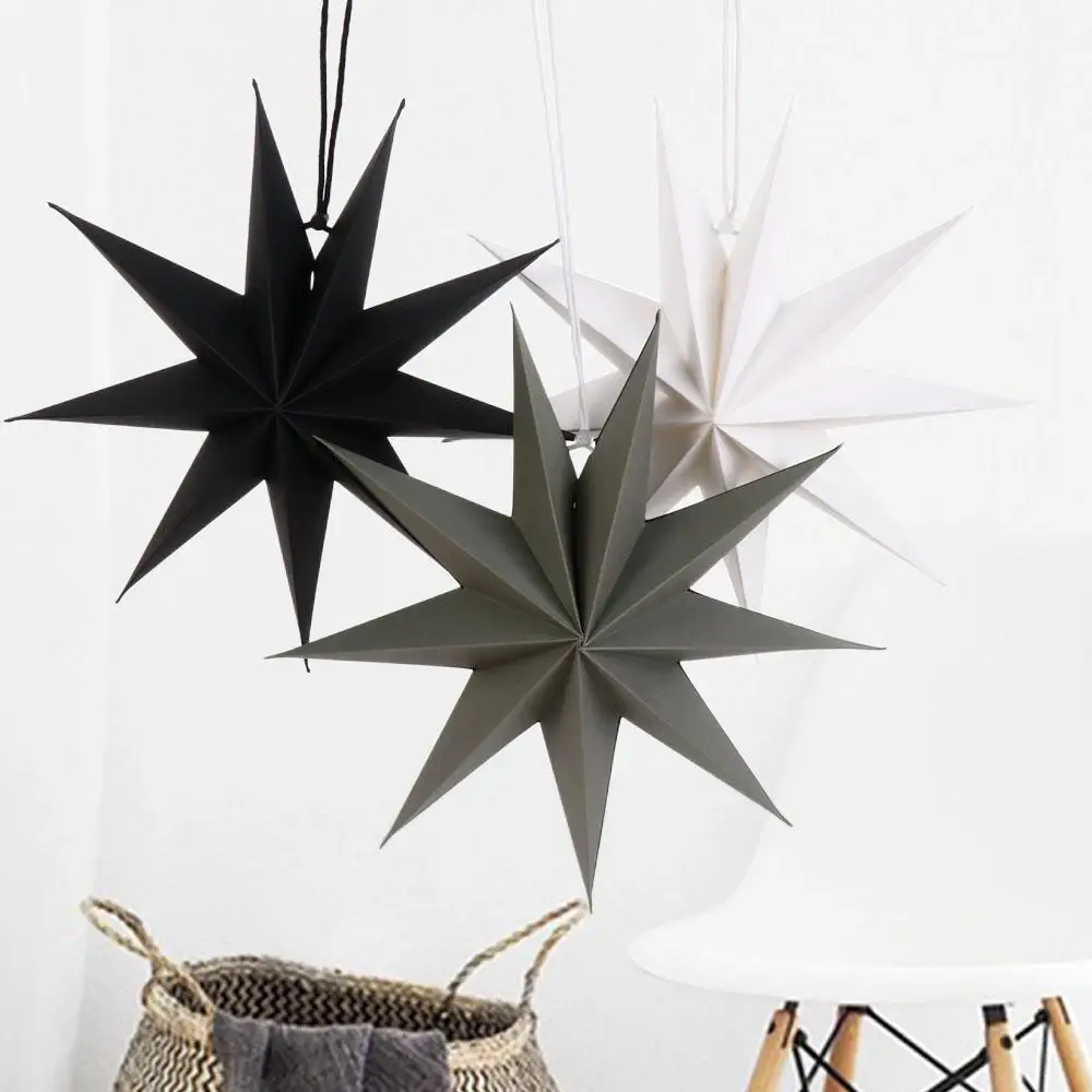 Nine Pointed Star Reuseable Photographic Props Paper Flower Crafts Hanging Ornaments Party Decor Hanging Paper Stars