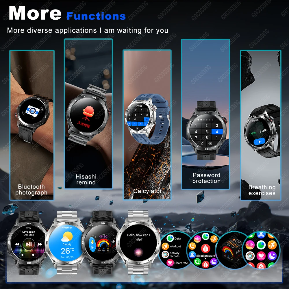 2025 جديد 1.52 "HD موضة 400mAh ساعة ذكية BT دعوة الرجال سوار الرياضة اللياقة البدنية الصحة الرجال Smartwatch لنظام أندرويد iOS HarmonyOS
