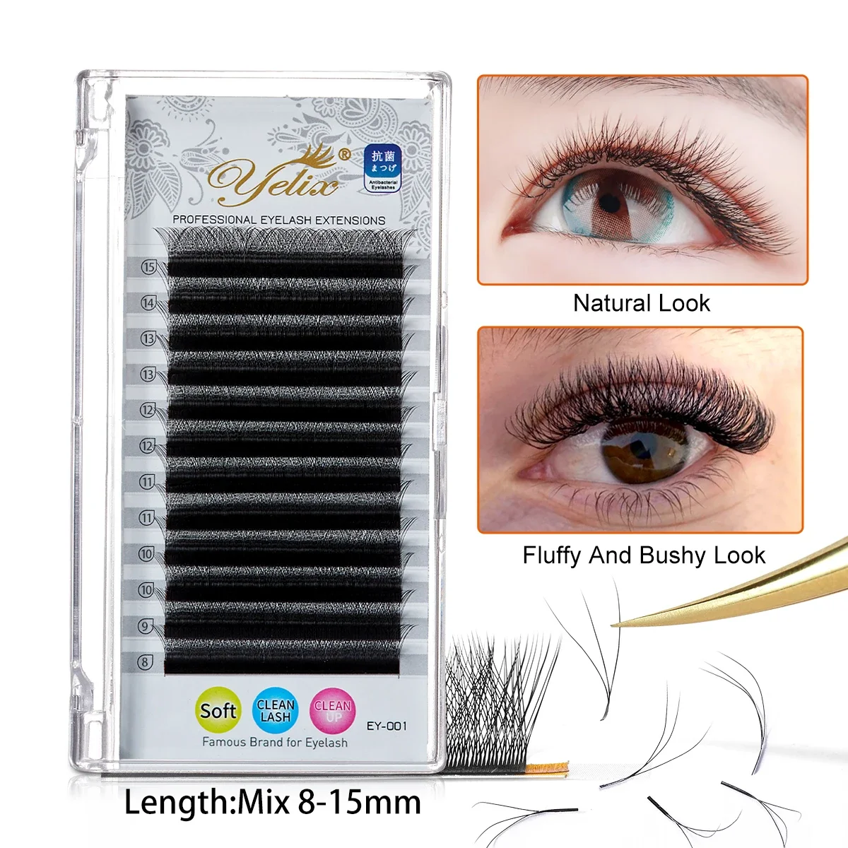 Yelix 0.07mm W Shape Lashes Soft Clover 3D Mink Lashes Cilios W Eyelash Extension Supplies Fake Eyelashes Natural