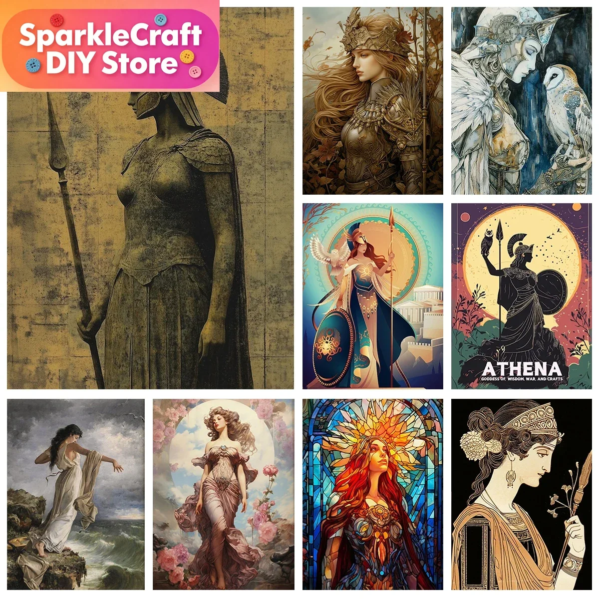 

1pc frameless Athena Goddess of War 5D Diamond Painting Female Power Drawing Diy Diamond Embroidery Cross Stitch Hand Home Wall