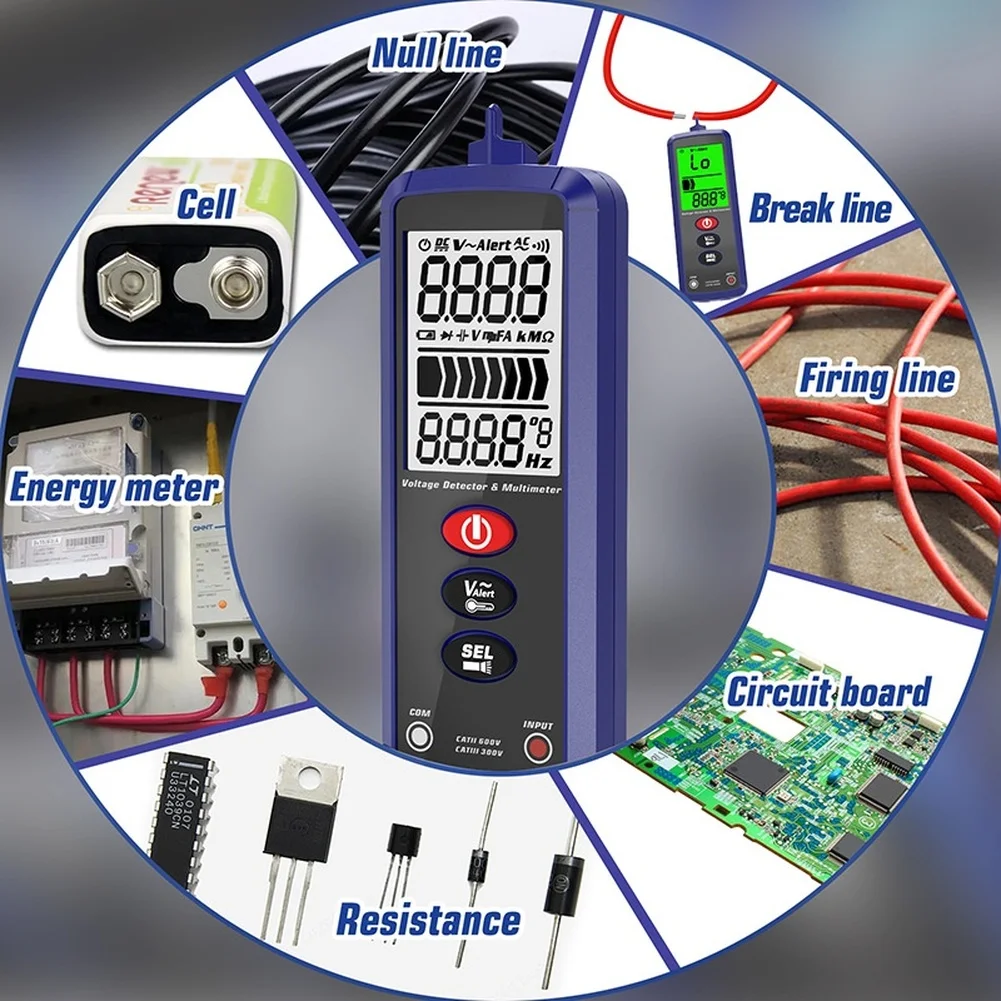

AC DC Measurement Digital Multimeter Overload Protection 2000 Count Display Auto Range Display Electrical Troubleshooting