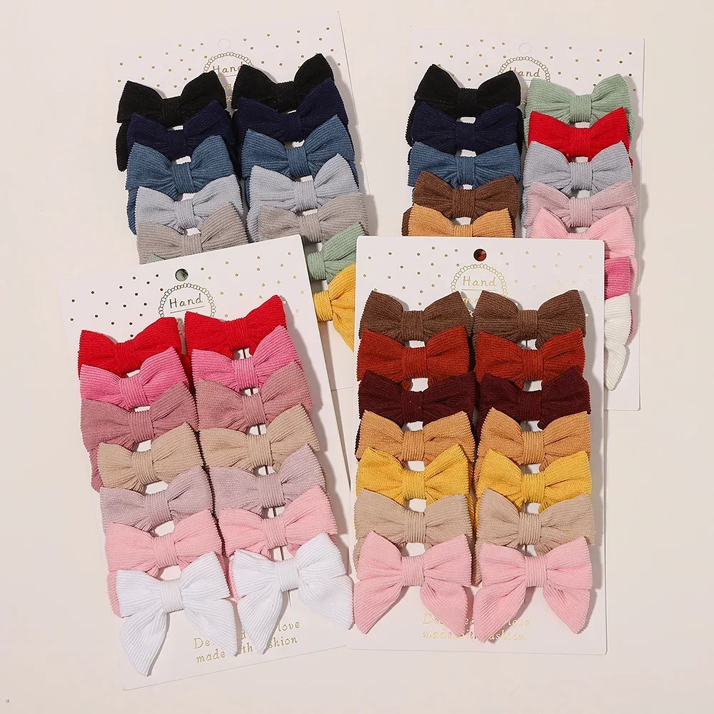 

14Pcs/Set Girls Solid Cute Colorful Corduroy Soft Hair Clips Boutique Headwear for Kids Children Handmade Hair Accessories Gifts