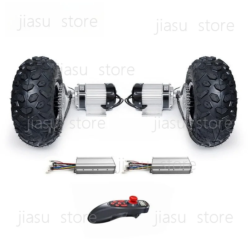 48V1000W 1500W brushless geared motor chain drive kit 14.5 inch pneumatic wheel DIY electric single wheel