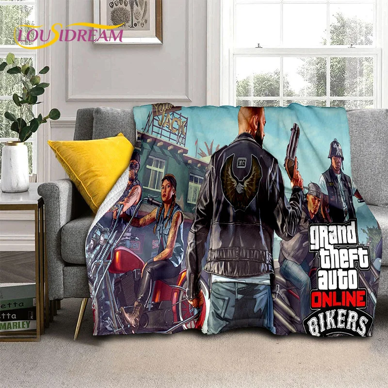 Games GTA  Grand Theft Auto Gamer 3D Blanket,Soft Throw Blanket for Home Bedroom Bed Sofa Picnic Travel Office Cover Blanket Kid