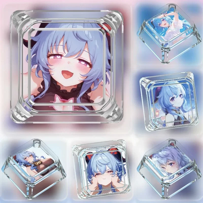 New Personalized Keycap Genshin Impact Ganyu Cross Mechanical Keyboard Anime Kawaii Single Transparent Woting Translucent Keycap