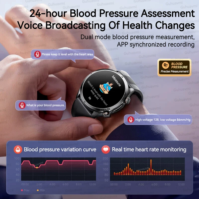 Upgraded Version Airbag Pressurization Accurate Blood Pressure Airbag Smart Watch Man ECG NFC Health Tracking SmartWatches Woman