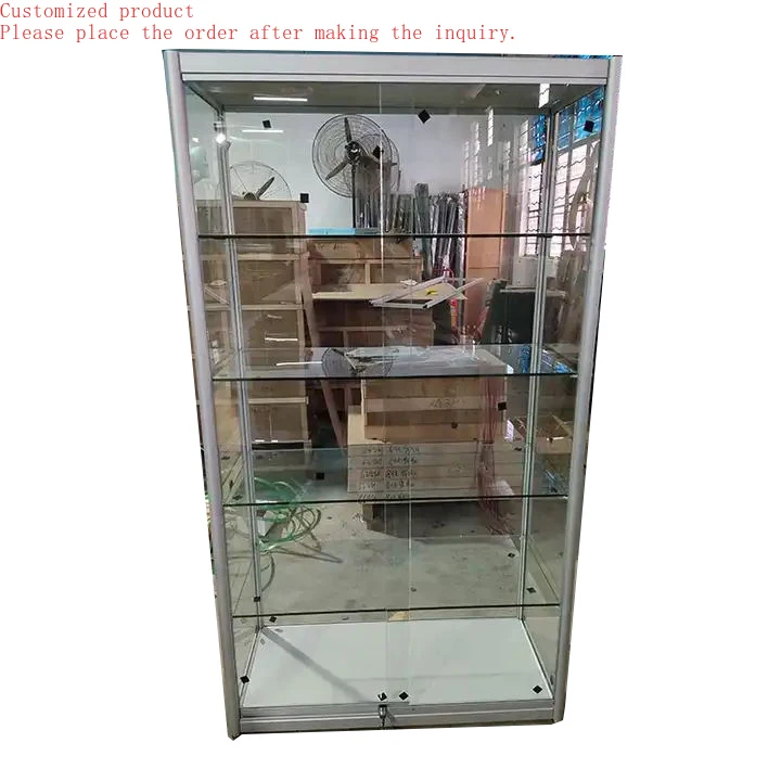 

Custom.Aluminium Alloy Glass Cabinet Retail Store Display case Vitrine Inside LED Light Glass Showcase