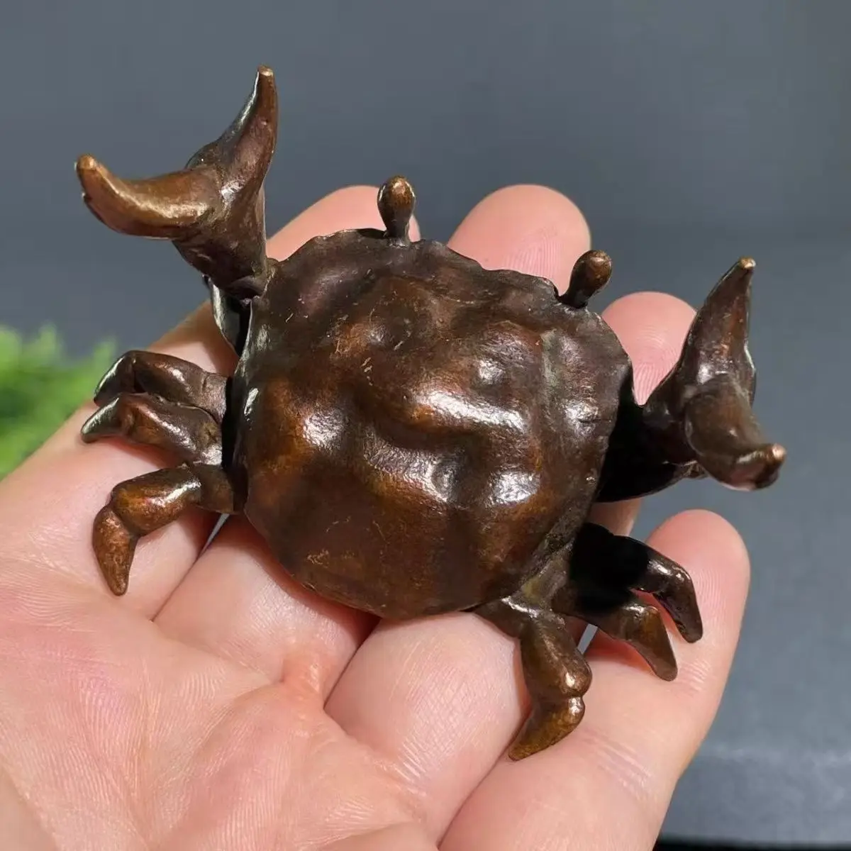 

Little Fairy/ Exquisite Antique Pure Copper Crab Tea Pet Creative Home Ornament Metal Miniature Animal Statue Garden Ornament