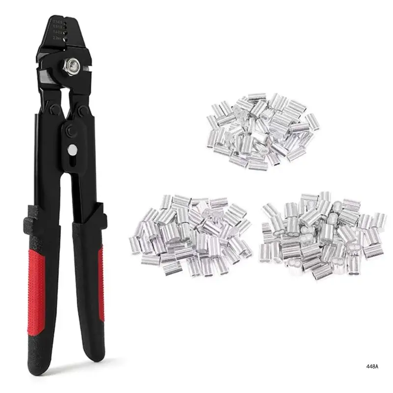 

Fishing Crimping Tool Fishing Wire Line Crimping Rigging Kit Fishing Pliers with 180Pcs Crimp Looping Sleeves