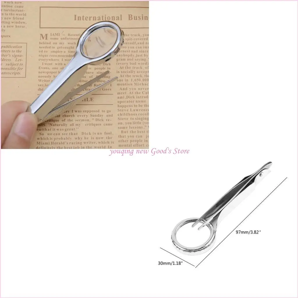 

57QA Ручной инструмент для ремонта лупы, лупа из нержавеющей стали, многофункциональная с пинцетом, увеличительное стекло, для