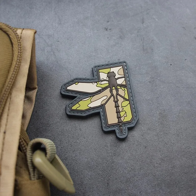 All terrain camouflage MC color dragonfly morale badge PVC patch on clothing Outdoor tactical backpack Rubber armband