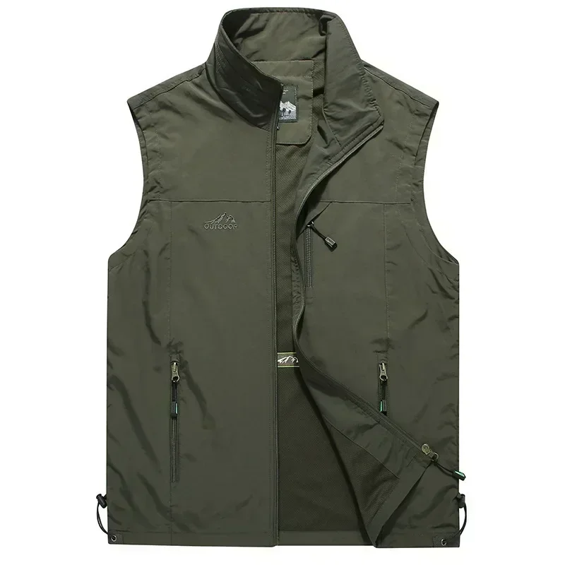 Gilet Fin Décontracté avec de Nombreuses Poches pour Homme, Veste d'Été avec Fermeture Éclair, Nouvelle Collection