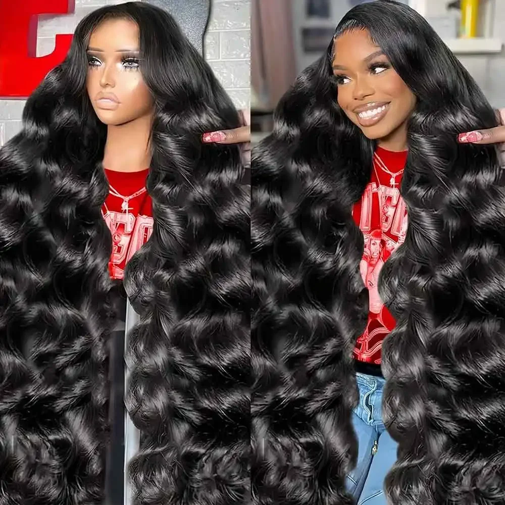 

200 Density Body Wave 46 Inch 13x4 13x6 HD Transparent Lace Human Hair Brazilian Frontal Pre Plucked Water Wave Wig For Women