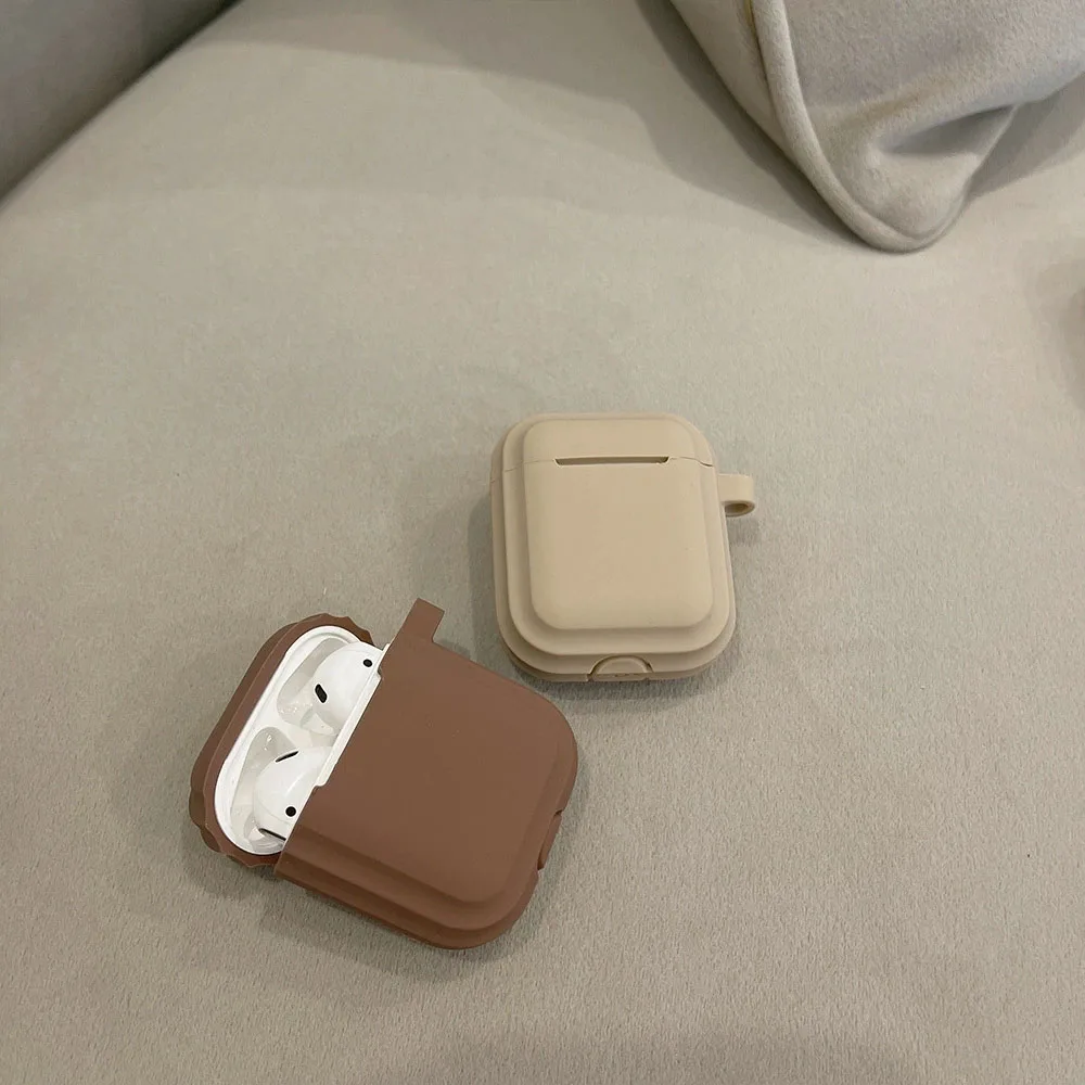 القهوة الحليب الشاي اللون سيليكون حقيبة سماعة الاذن ل AirPods 1 2 3 4 Pro Pro 2 3nd الجيل سماعة لاسلكية تعمل بالبلوتوث شحن غطاء صندوق