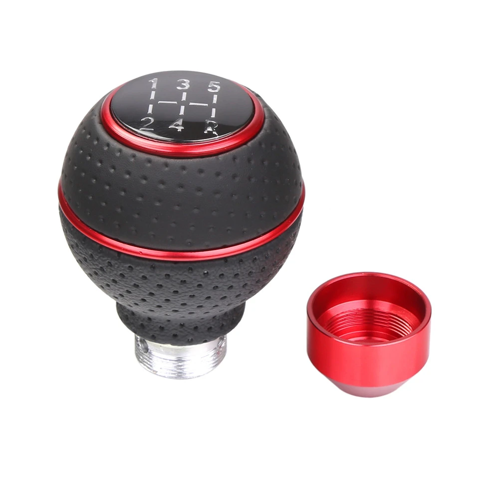 5R 5 6 Speed Car Leather Auto Truck Gear Shift Knob Shifter Lever Manual Automatic Transmission AT MT