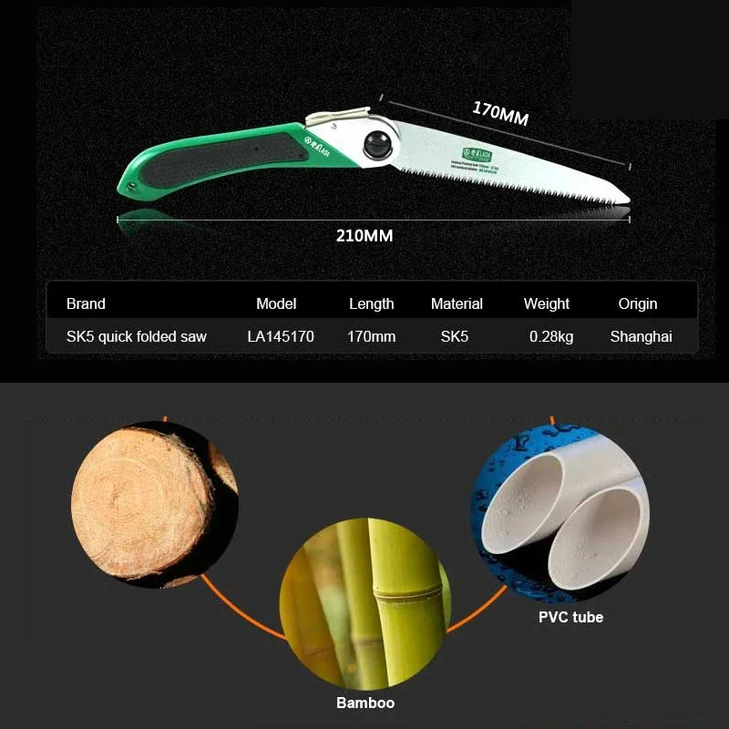 LAOA SK5 Quick Folding Saw 170/210mm Dry & Fresh Wood Cutting Hand Saw Pruning Saw Garden Camping Tool with Storage Box
