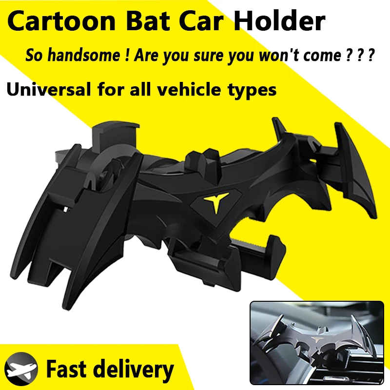 OSSKY Handsome Bat Shaped Gravity Buckle Car Phone Holder Air Outlet Navigation Phone Holder Suitable for All 4-6.5 Inch Devices