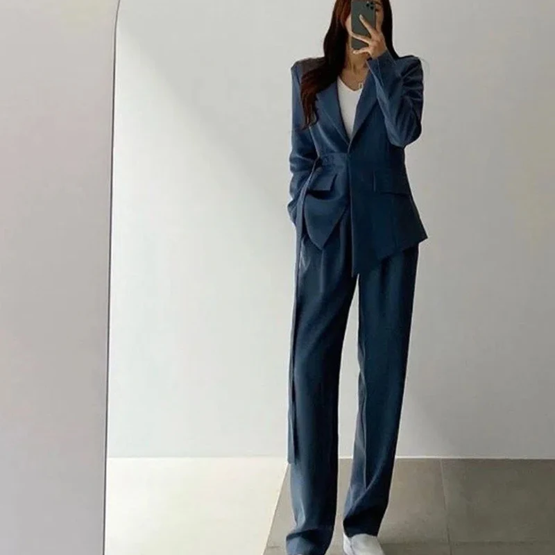 Designer brand strappy suit jacket, wide legged pants, new fashionable Korean high quality Advanced loose fitting casual suit