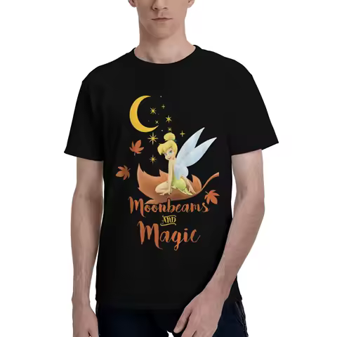 Disney Peter Pan Tinker Bell Fall Moonbeams Men's Amazing Tees Short Sleeve Cotton T-Shirt fugees