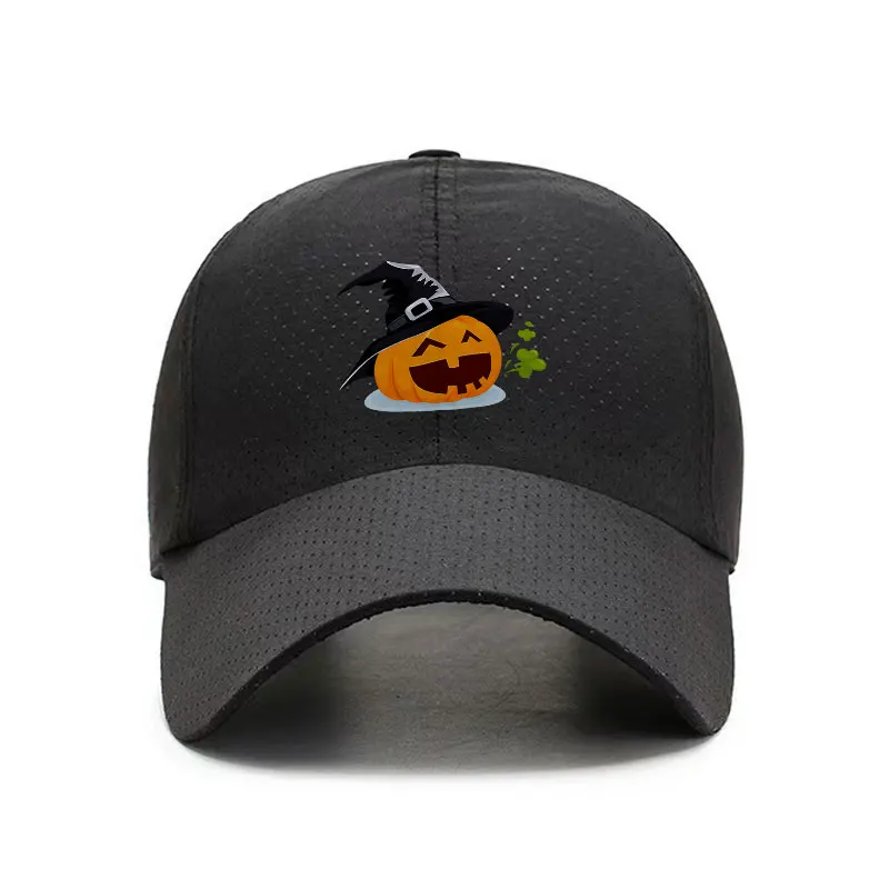 Halloween Pumpkin Wizard Quick Dry Baseball Cap Unisex Breathable Hat for Golf Outdoor Activities and Daily Wear
