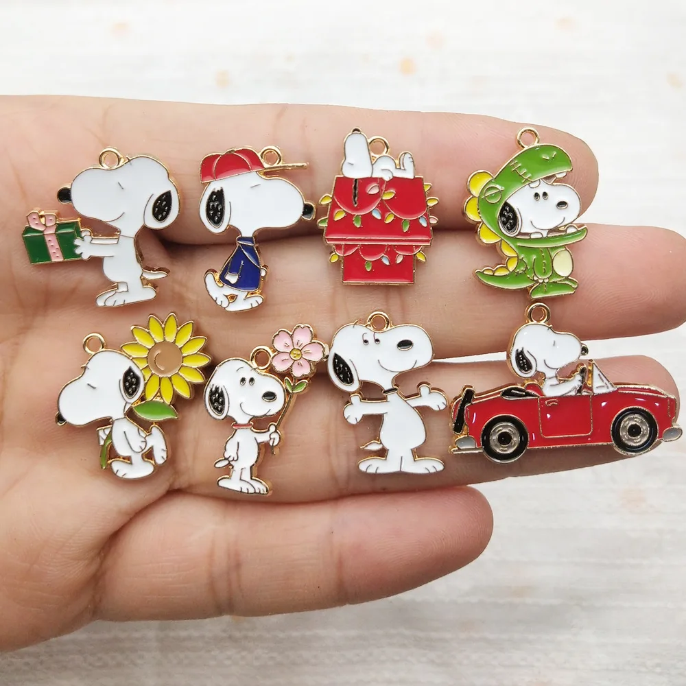 DIY 10Pcs Snoopy Keychain Lanyard Kawaii Bag DIY Handmade Keychain Jewelry, Small Gift for Friedns