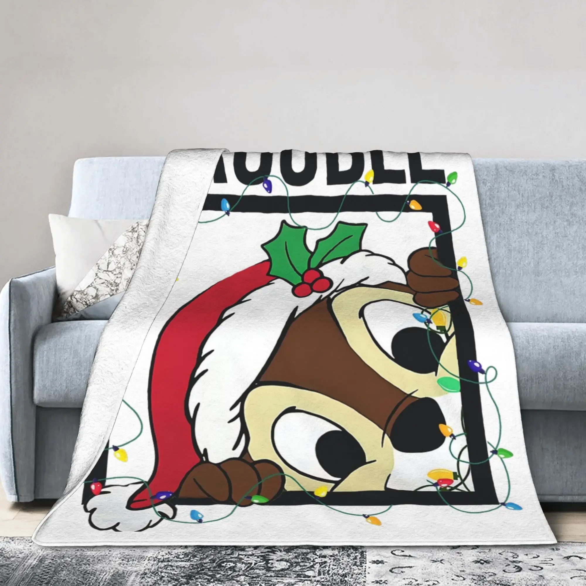 

Chip Dale Cartoon Christmas Blankets Flannel Print Breathable Ultra-Soft Throw Blanket for Bedding Travel Bedding Throws
