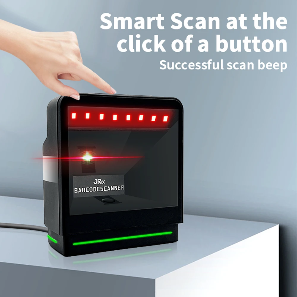 1D 2D سطح المكتب ماسح الباركود QR قارئ رمز متعدد الاتجاهات ذكي الاستشعار المسح السلكية USB سطح المكتب حر اليدين السيارات سينسي #1