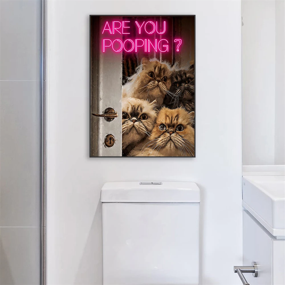 Zabawna łazienka Altered Art Canvas Painting Toilet Humor Wall Art Poster Surreal American Gothic Bathroom Prints Vintage Decor — zdjęcie 5