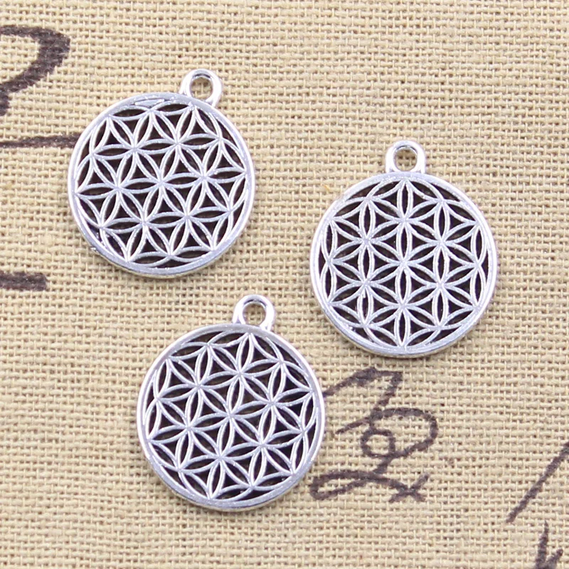 20pcs Charms Stramonium Flower Of Life Yoga 21x18mm Antique Silver Color Pendants DIY Making Findings Handmade Tibetan Jewelry