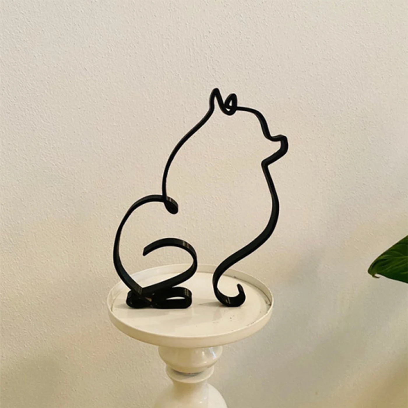 Dog Art Sculpture Metal Dog Abstract Dog Wall Art Decor Minimalist Art Iron Figurines for Office Desktop Home Decoration Cute Mi