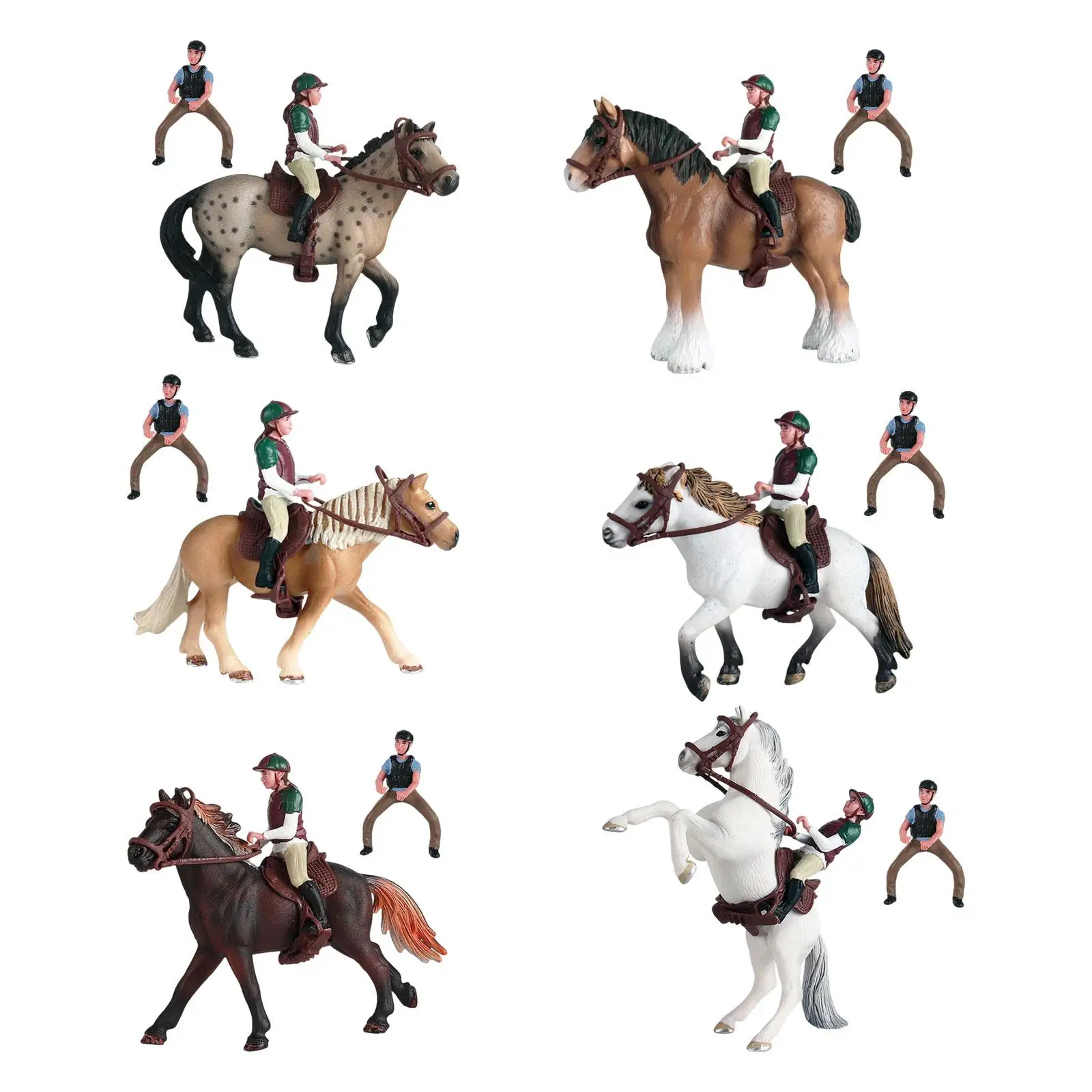 Horse Figure with Rider Saddle PVC Miniature Simulation Desktop Decor Animal Model for Ages 3+ Party Favors Boy Girl Gifts