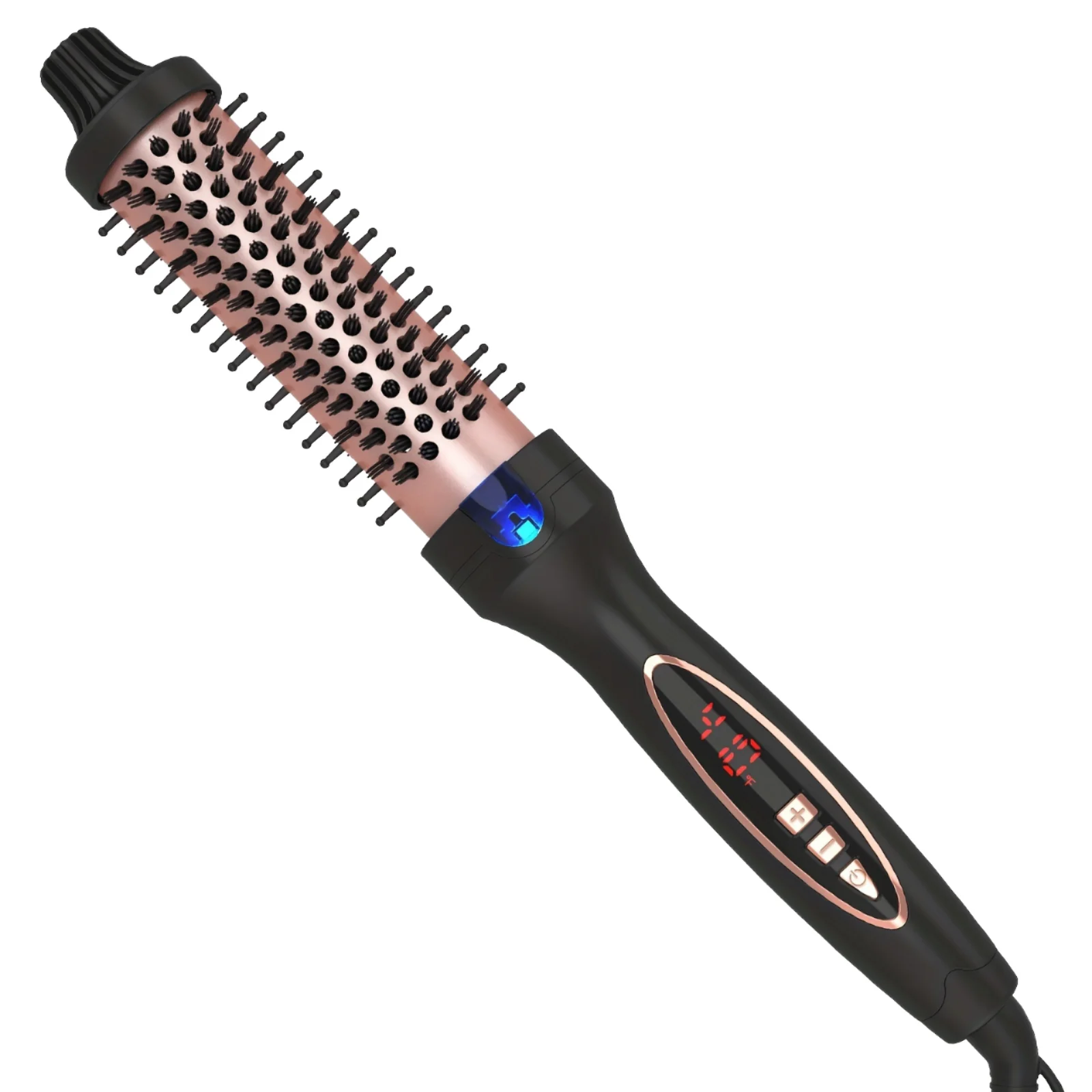 Ceramic PTC Heated Round Curling Hair Brush LED Temperature Display for Voluminous and Smooth Hair for Home Hotel Use