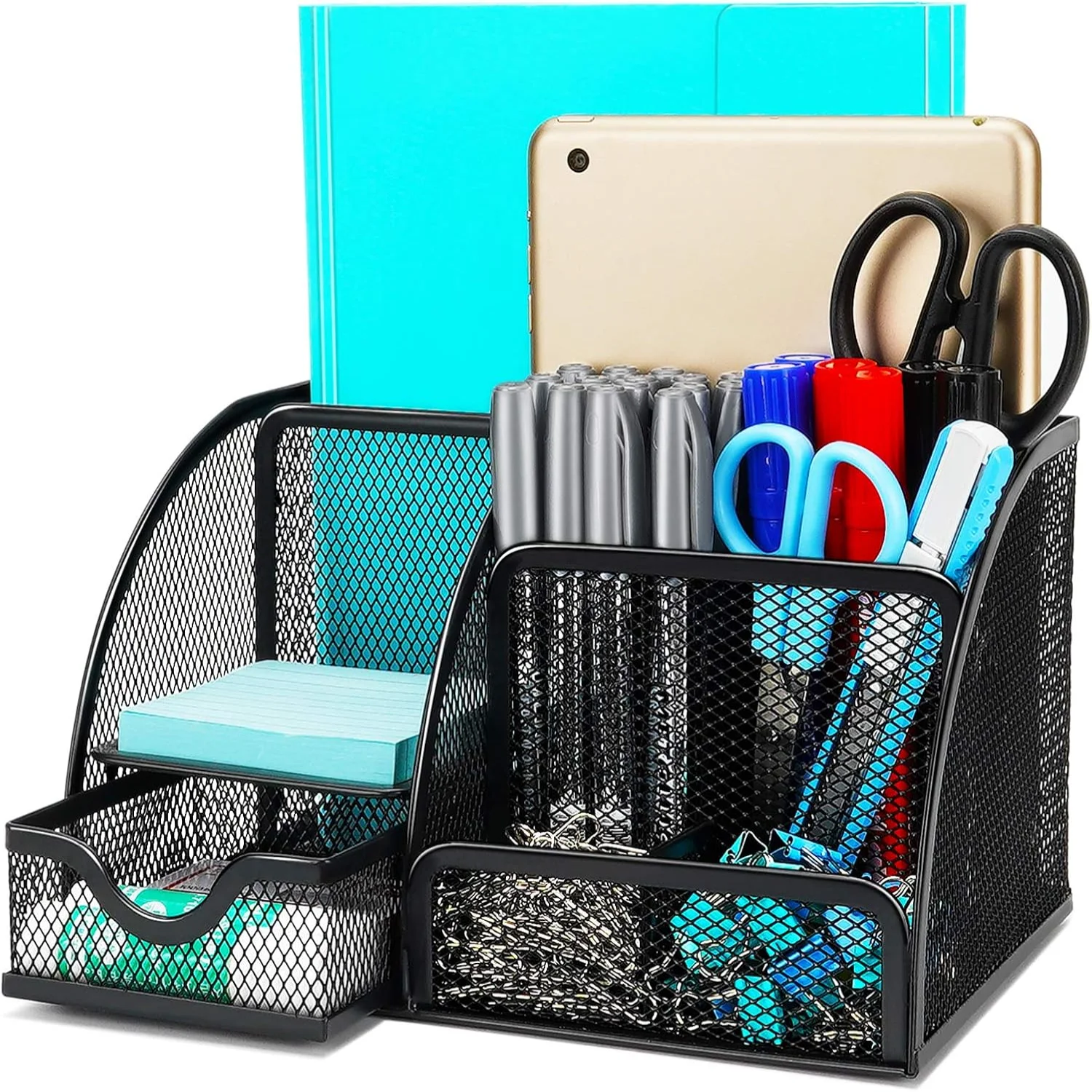 Desk Organizer, Office Supplies Desk Organization Accessories Pen Holder Organizers Set Multi-Functional Mesh  Caddy with 6 Comp