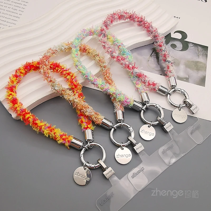 

Ремешок для мобильного телефона, плюшевый ремешок на запястье, короткий дизайн, осенне-зимний уличный анти-падение, портативная цепочка, модно для женщин